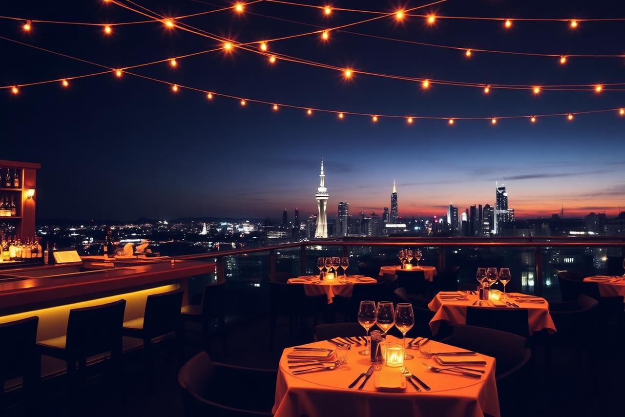 Rooftop bar and restaurant at Hiraj R. Hotel, Barwani
